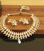 Designer gold plated pearl necklace set