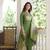 Women green printed poly silk stiched straight kurta trousers suit set