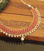 Designer gold plated kempu necklace