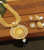 Designer gold plated temple necklace set