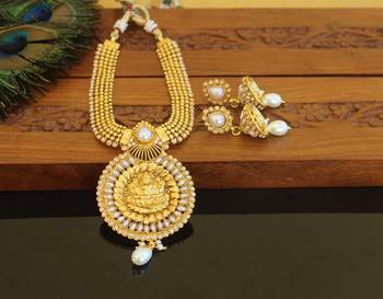 Designer gold plated temple necklace set 2