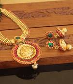 Designer gold plated templekempu necklace set