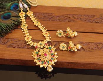 Designer gold plated peacock necklace set 1