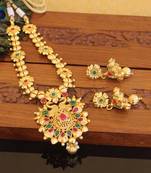 Designer gold plated peacock necklace set