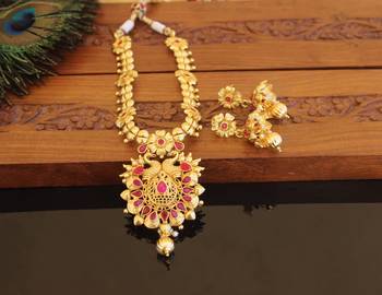Designer gold plated peacock necklace set 1