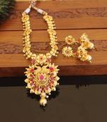 Designer gold plated peacock necklace set