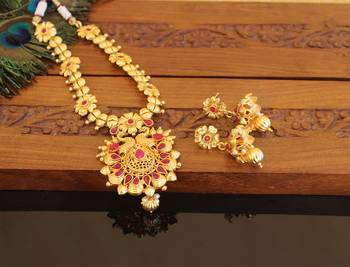 Designer gold plated peacock necklace set 2