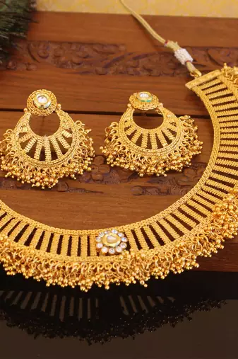 Designer gold plated necklace set