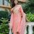 Women pink printed poly silk stiched straight kurta trousers suit set