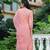Women pink printed poly silk stiched straight kurta trousers suit set