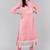 Women pink printed poly silk stiched straight kurta palazzo suit set