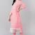 Women pink printed poly silk stiched straight kurta palazzo suit set