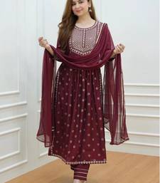 Women embroidery kurta with pant and dupatta
