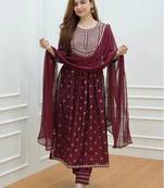 Women embroidery kurta with pant and dupatta