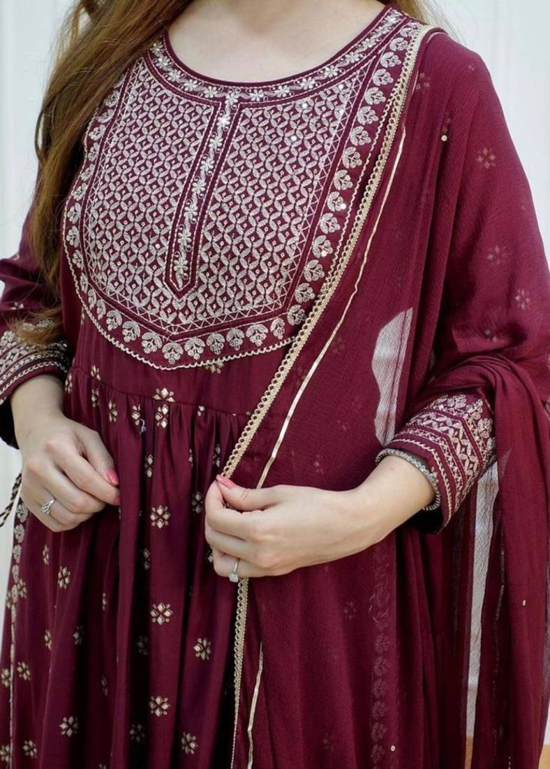 Women embroidery kurta with pant and dupatta