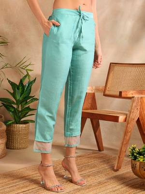 women sea green poly silk solid embroidered straight kurta trouser with dupatta 5