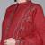 Women red embroidered poly silk stiched straight kurta trousers suit set