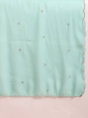 women sea green poly silk solid embroidered straight kurta trouser with dupatta 6