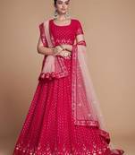 Red Sequins Embroidered Heavy Georgette indian Designer latest design wedding lehenga choli dress