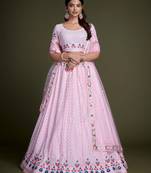 Light Pink Sequins Embroidered Heavy Georgette indian Lehenga Choli designs