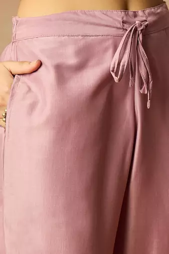 women lavender poly silk ethnic motifs embroidered straight kurta trouser with dupatta
