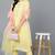 Women yellow embroidered poly silk stiched straight kurta trousers suit set