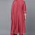 Women red embroidered poly silk stiched flared kurta trousers suit set