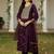 women purple silk blend woven design embroidered anarkali kurta trouser with dupatta