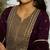 women purple silk blend woven design embroidered anarkali kurta trouser with dupatta