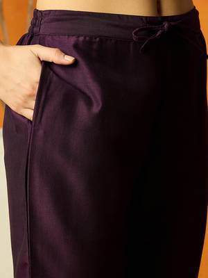 women purple silk blend ethnic motifs embroidered straight kurta trouser with dupatta 4