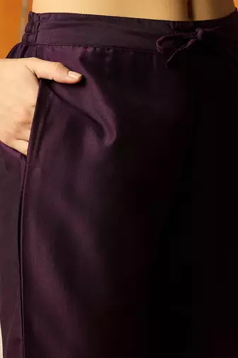 women purple silk blend ethnic motifs embroidered straight kurta trouser with dupatta