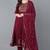 Women purple printed pure cotton  stiched anarkali kurta trousers suit set