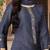 women grey silk blend floral printed straight kurta trouser with dupatta