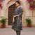 women grey silk blend floral printed straight kurta trouser with dupatta