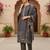 women grey silk blend floral printed straight kurta trouser with dupatta