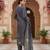 women grey silk blend floral printed straight kurta trouser with dupatta