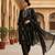 women black viscose rayon solid embroidered straight kurta salwar with dupatta
