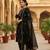 women black viscose rayon solid embroidered straight kurta salwar with dupatta