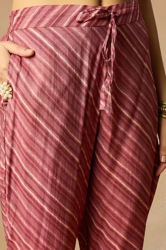 Rose Pink Printed Kurta Set with Embroidery and Dupatta
