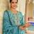 women sea green silk blend ethnic motifs embroidered straight kurta trouser with dupatta