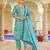 women sea green silk blend ethnic motifs embroidered straight kurta trouser with dupatta