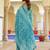 women sea green silk blend ethnic motifs embroidered straight kurta trouser with dupatta