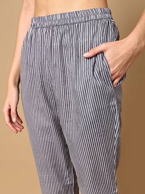 women grey rayon blend geometric printed a-line kurta trouser and dupatta 5
