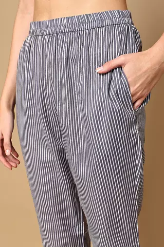women grey rayon blend geometric printed a-line kurta trouser and dupatta