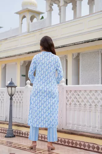 Blue and White Daily Wear Salwar Suit for Women
