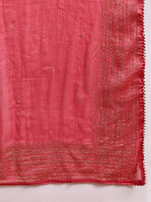 women rose poly silk solid embroidered anarkali kurta trouser with dupatta 6