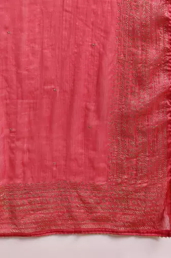 women rose poly silk solid embroidered anarkali kurta trouser with dupatta