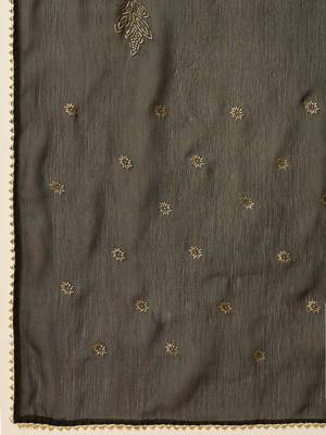 women black viscose rayon solid embroidered straight kurta salwar with dupatta 6