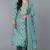 Women green embroidered silk blend stiched straight kurta trousers suit set