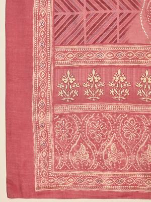 Rose Pink Printed Kurta Set with Embroidery and Dupatta 6